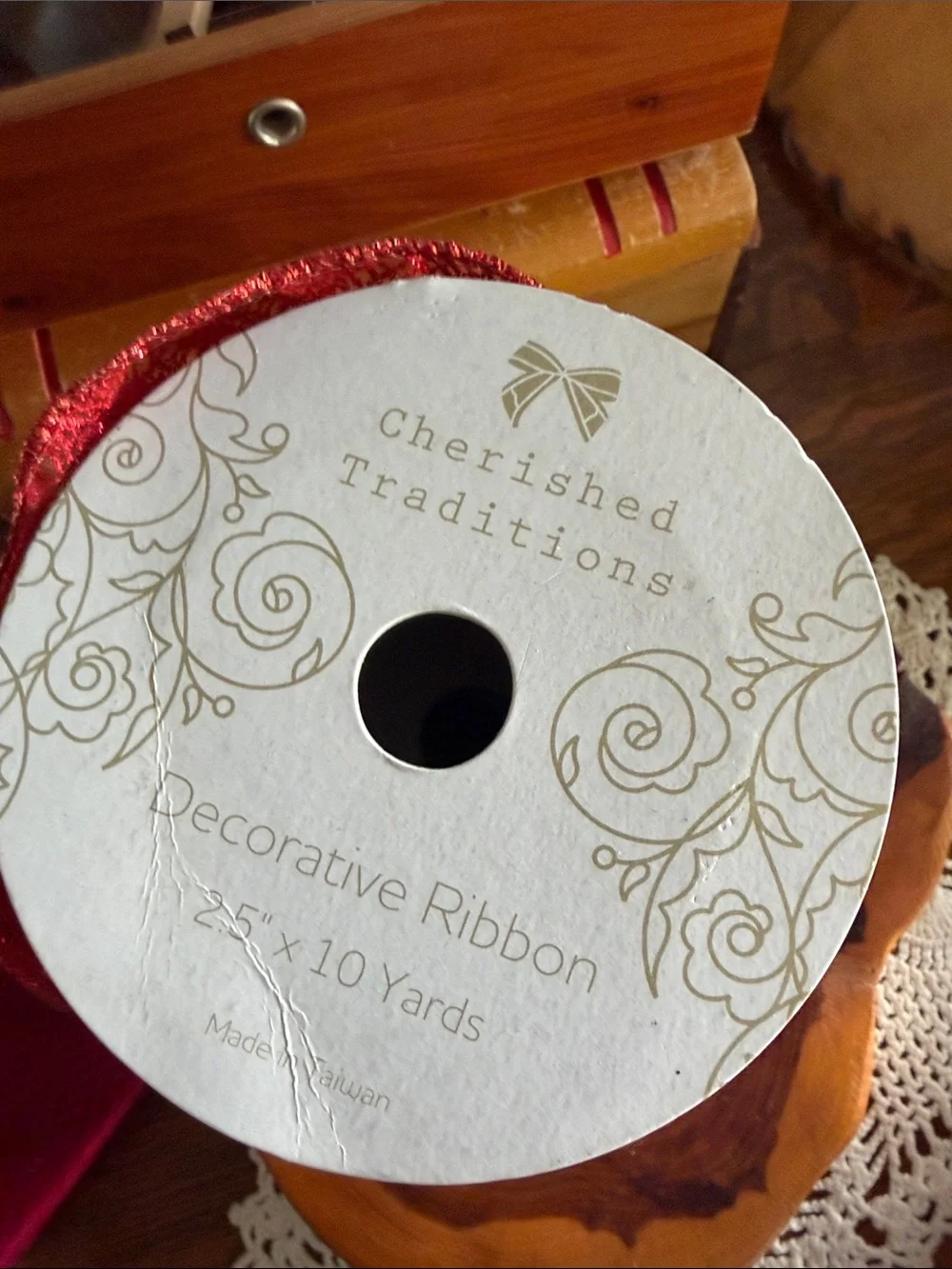 Festive Red Glitter & Holly Wired Ribbon Set - Holiday Gift Wrap